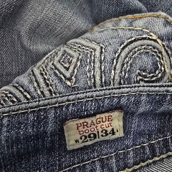 MEK Denim Vintage Y2K Distressed Bootcut Jeans - Picture 5 of 6